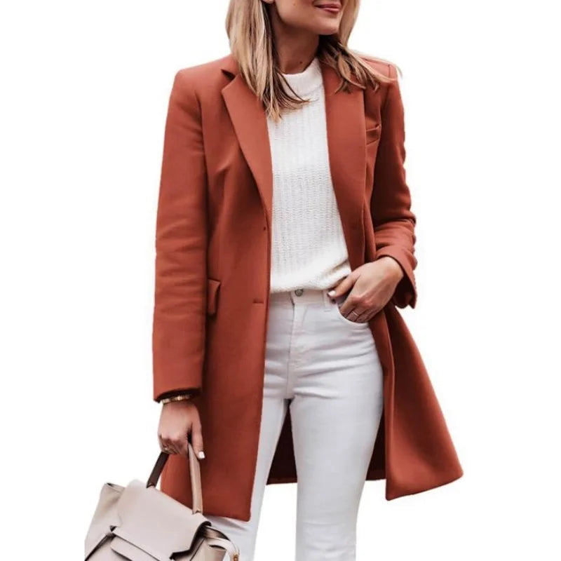 Women's wool blend trench coat with lining