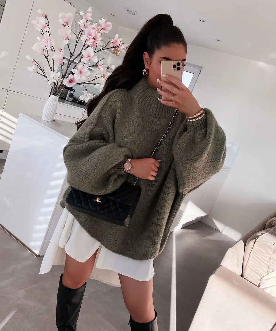 Knitted Crew Neck Casual Long Sleeve Sweater