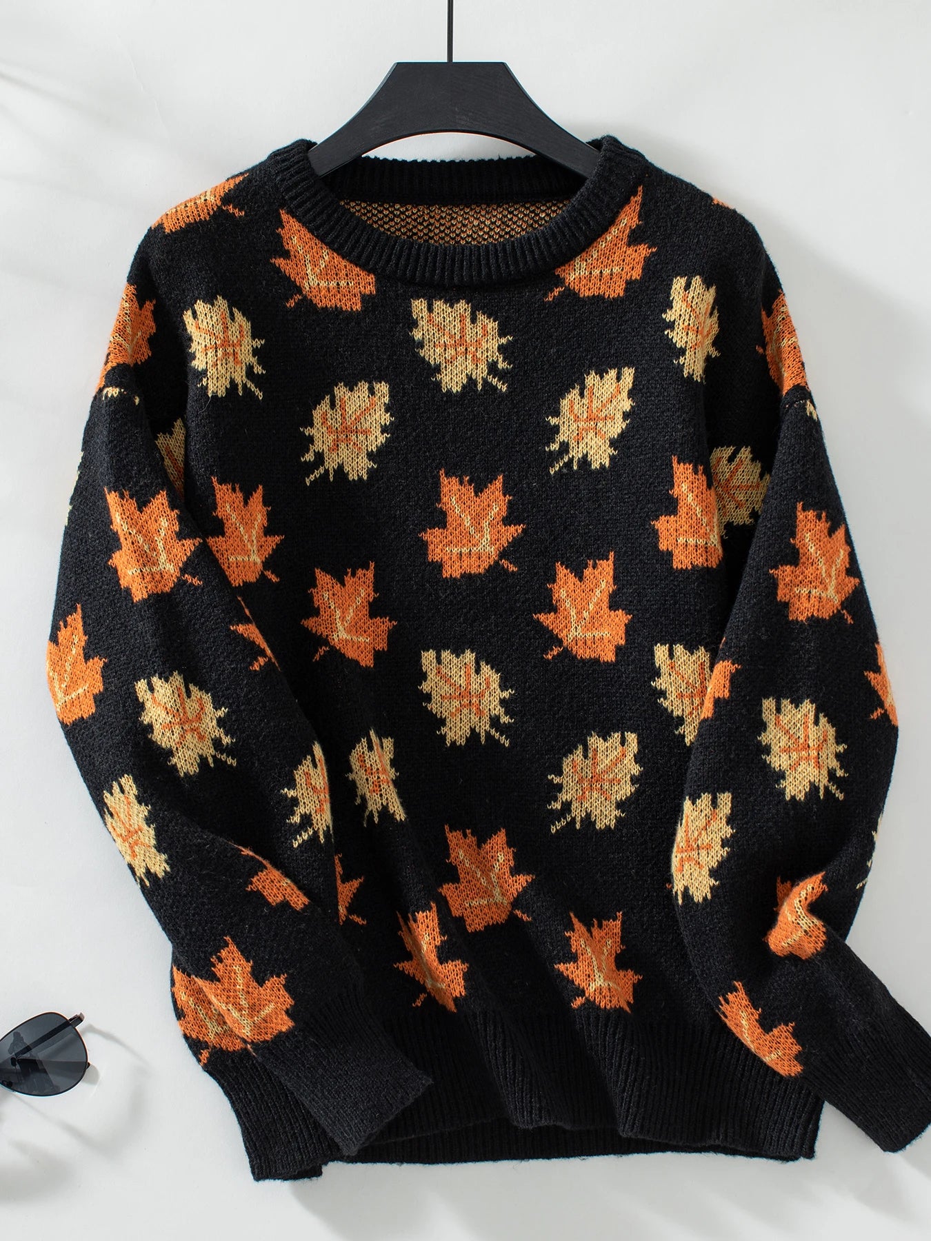 Knitted Maple Leaf Pullover Autumn Winter Sweater