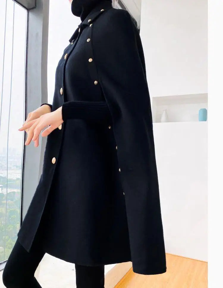 Golden Button Vintage Cape Shawl Coat