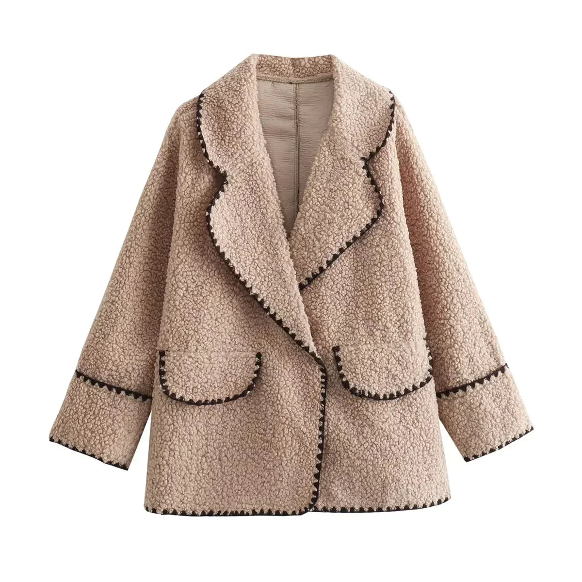 Women's casual coat for hidden button closure