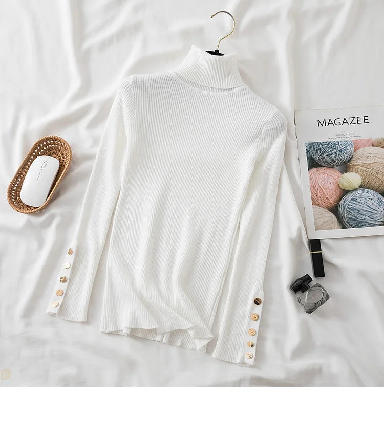 Women's knit turtleneck pullover autumn winter sweater