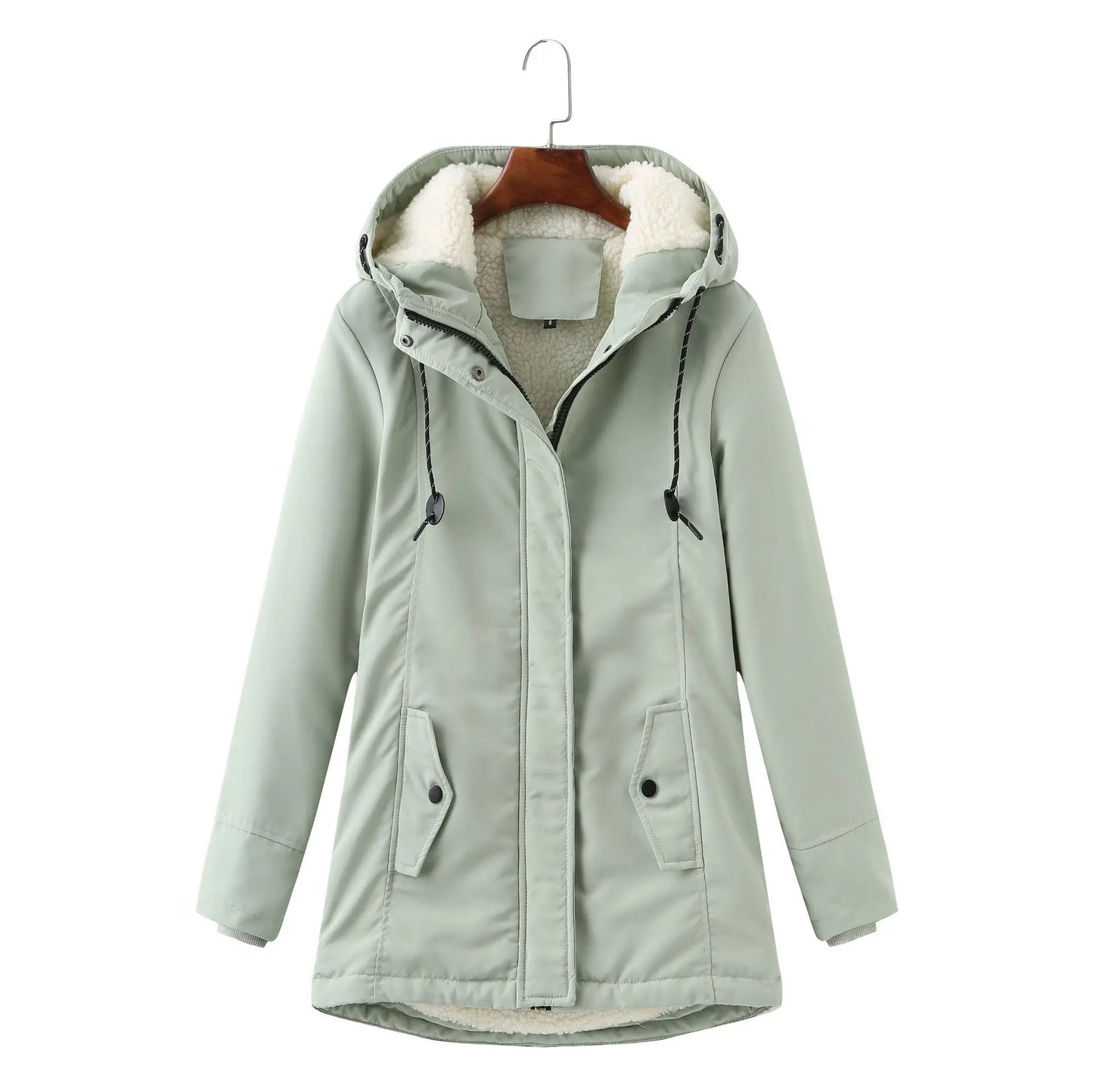 Women's winter parka with plush velvet and lining