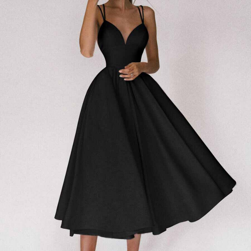 Fitted V-Neck Adjustable Midi Dress