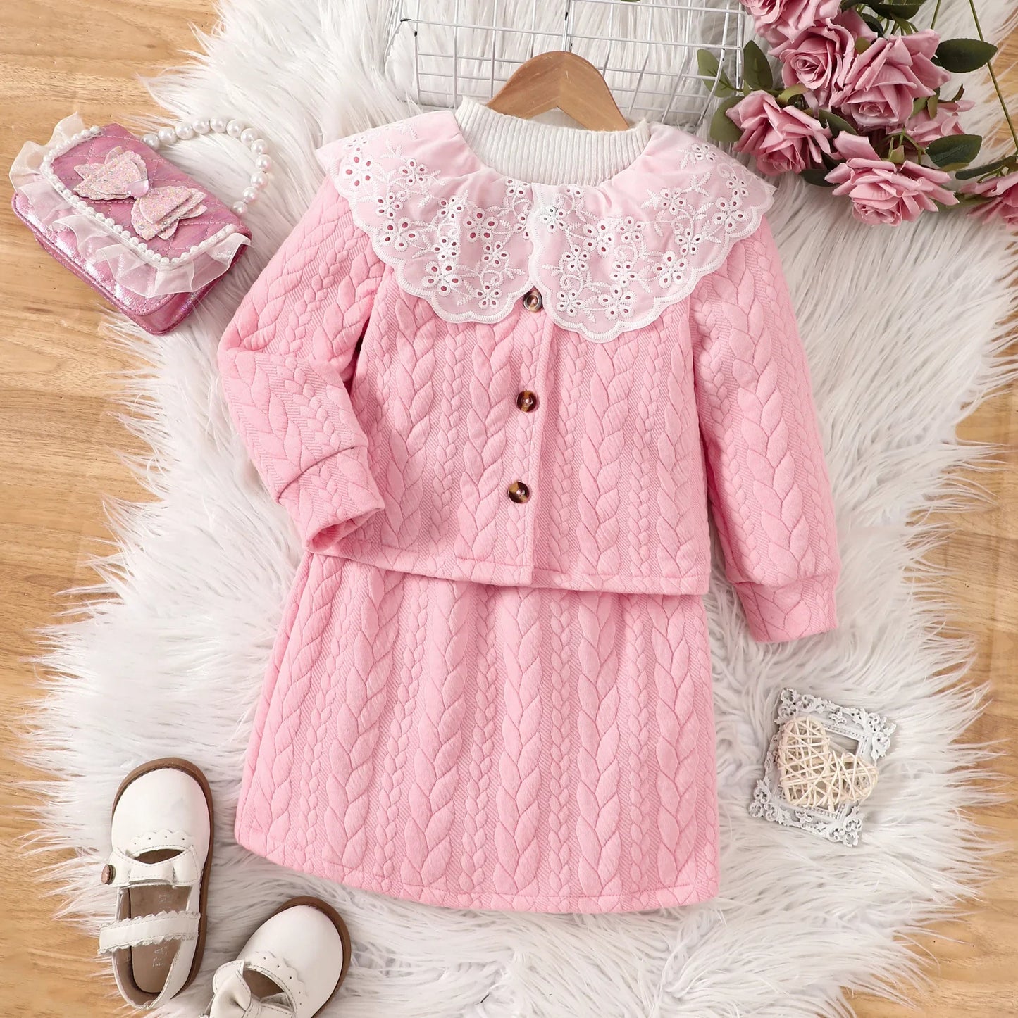 Women’s Quilted Jacket – Scalloped Embroidered Collar – Button Front – Waist Length Fit