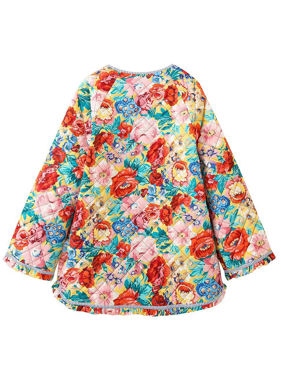 Women's autumn floral print loose quilted jacket