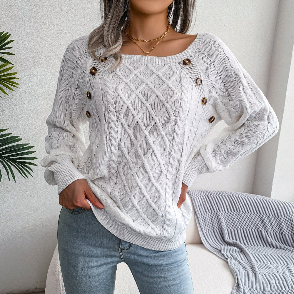 Loose Jacquard Knit Casual Sweater
