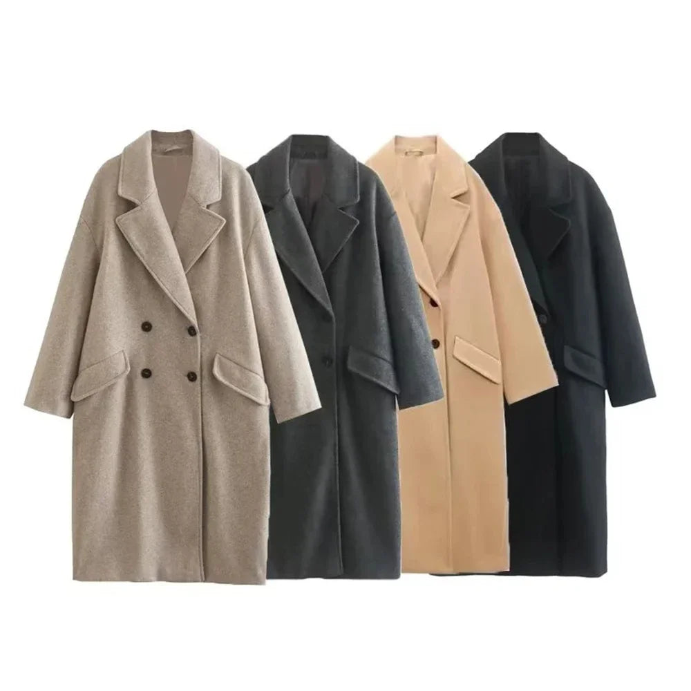 Women's lapel double-breasted trench coat