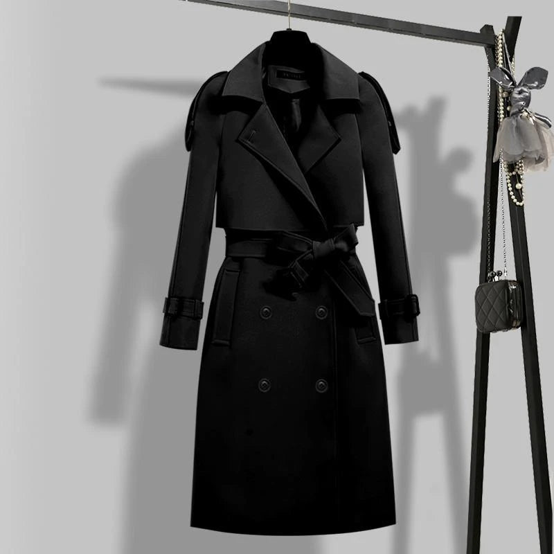Women's double-breasted trench coat with belt
