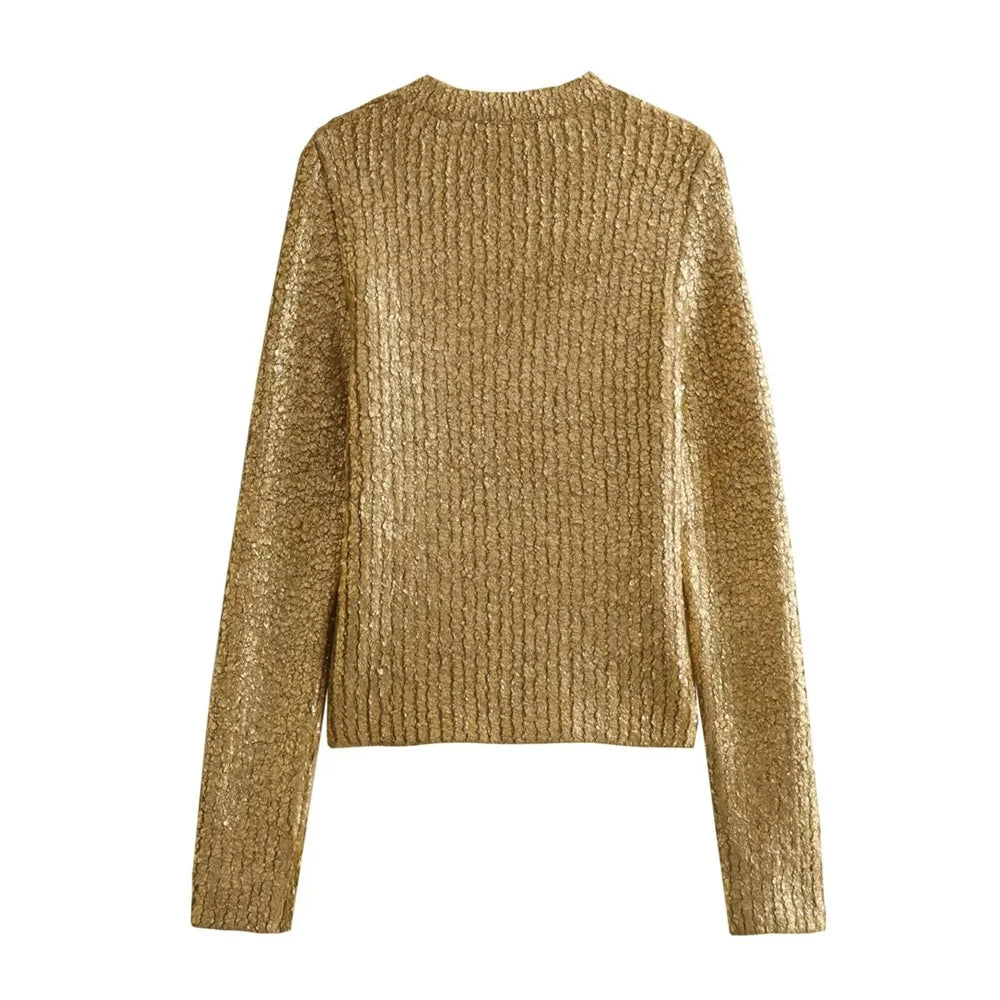 Trendy women's broken pattern long-sleeved sweater