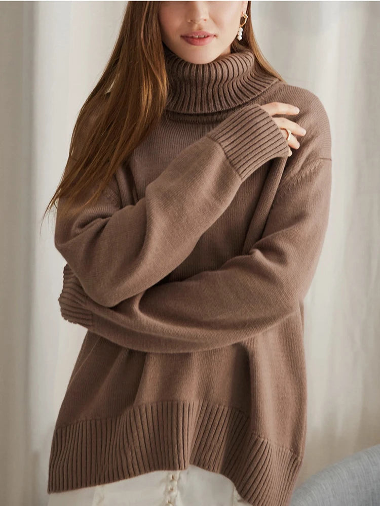 Warm Knit Loose Turtleneck Sweater
