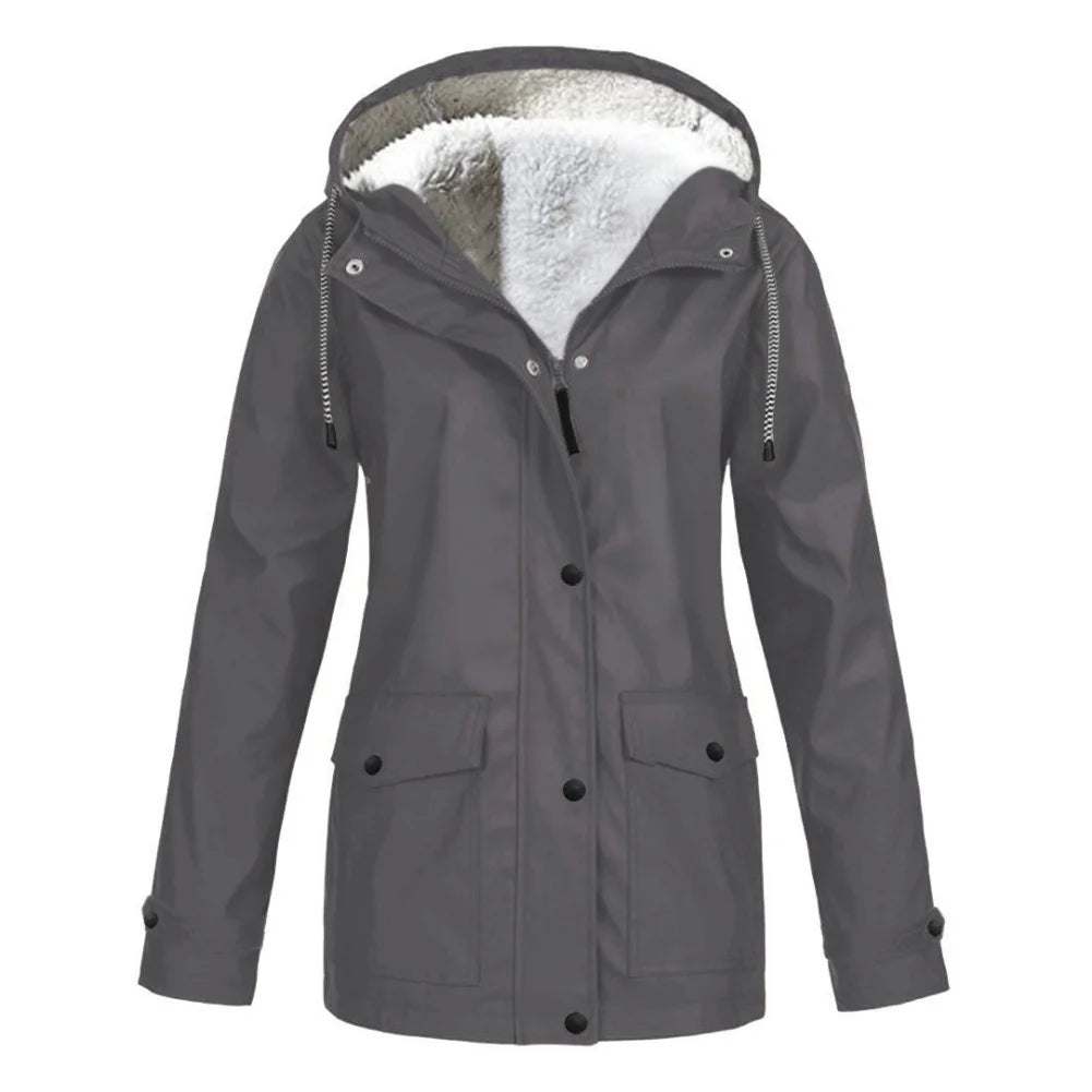 Women's waterproof fleece hooded jacket
