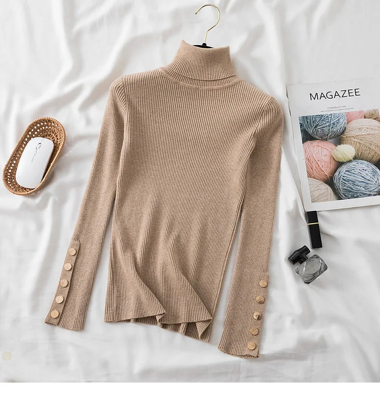 Women's knit turtleneck pullover autumn winter sweater
