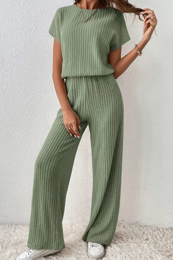 Women's casual bodysuit and high waist pants set