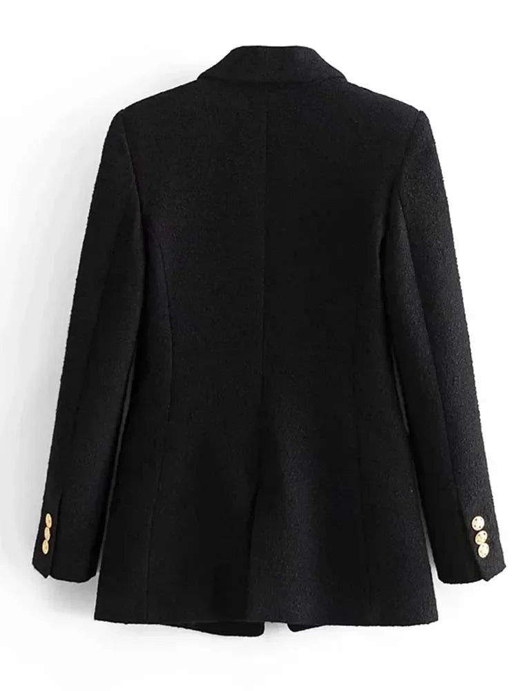 Women's spring and autumn blazer with a double-breasted midi coat