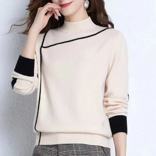 High-Neck Knit Modern Casual Sweater