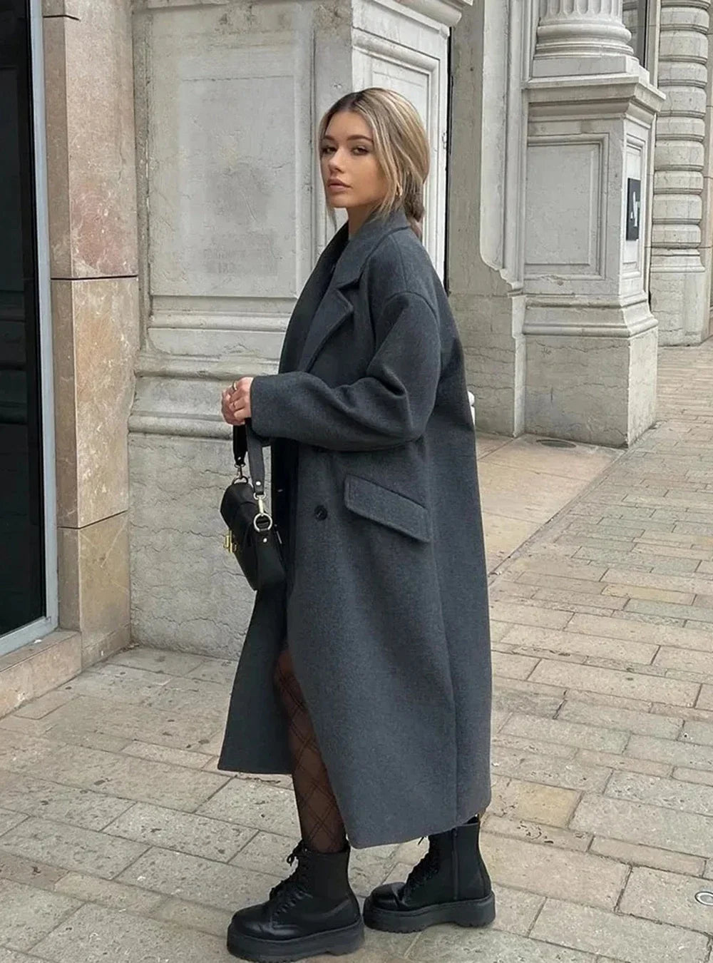 Women's lapel double-breasted trench coat