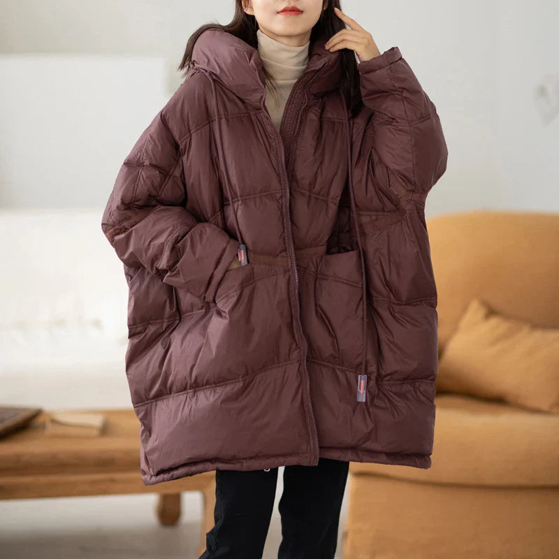 Women's winter oversized down hooded jacket