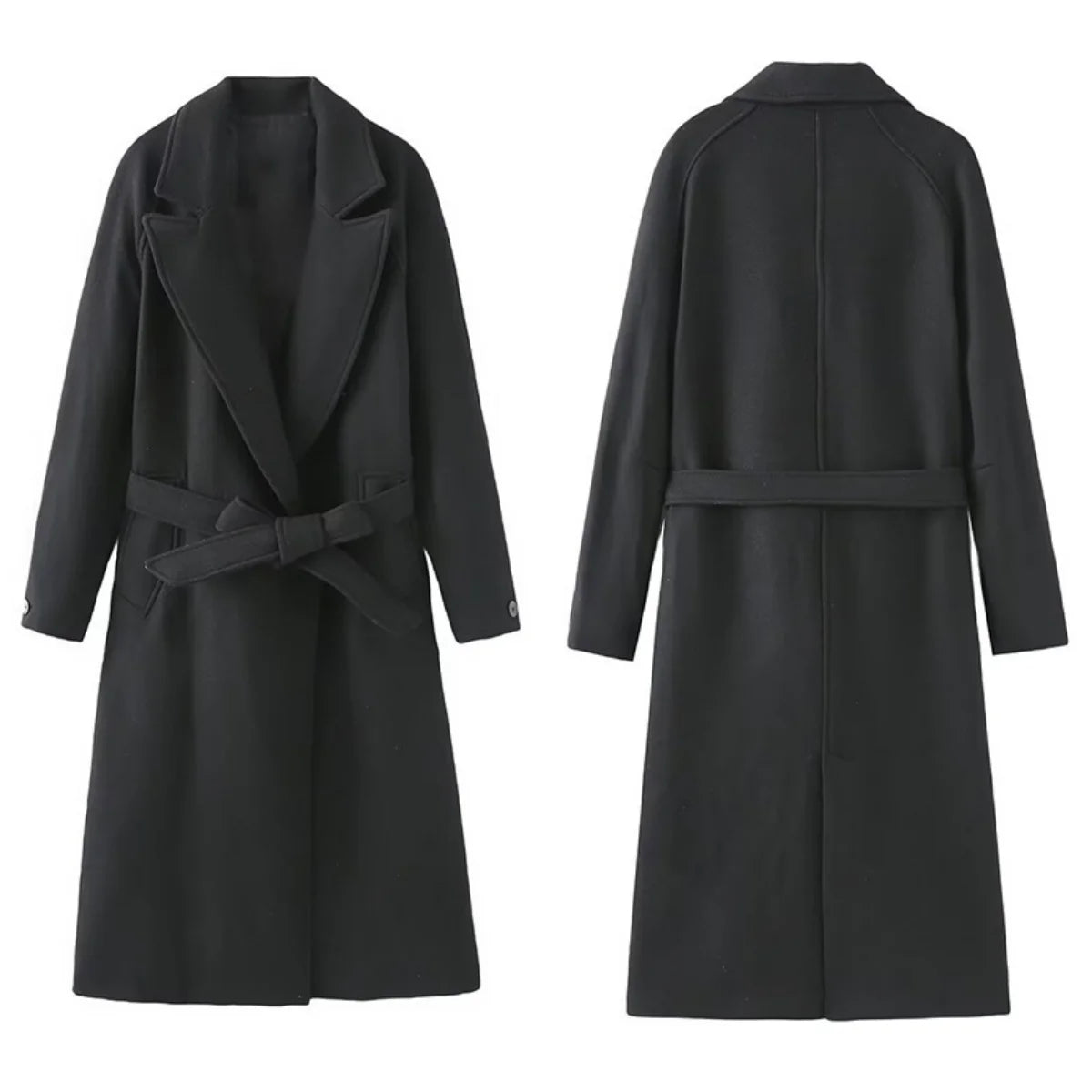 Women's french spring tweed coat with waist belt