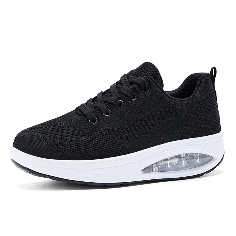 Breathable Knit Upper Lace-Up Casual Sneakers