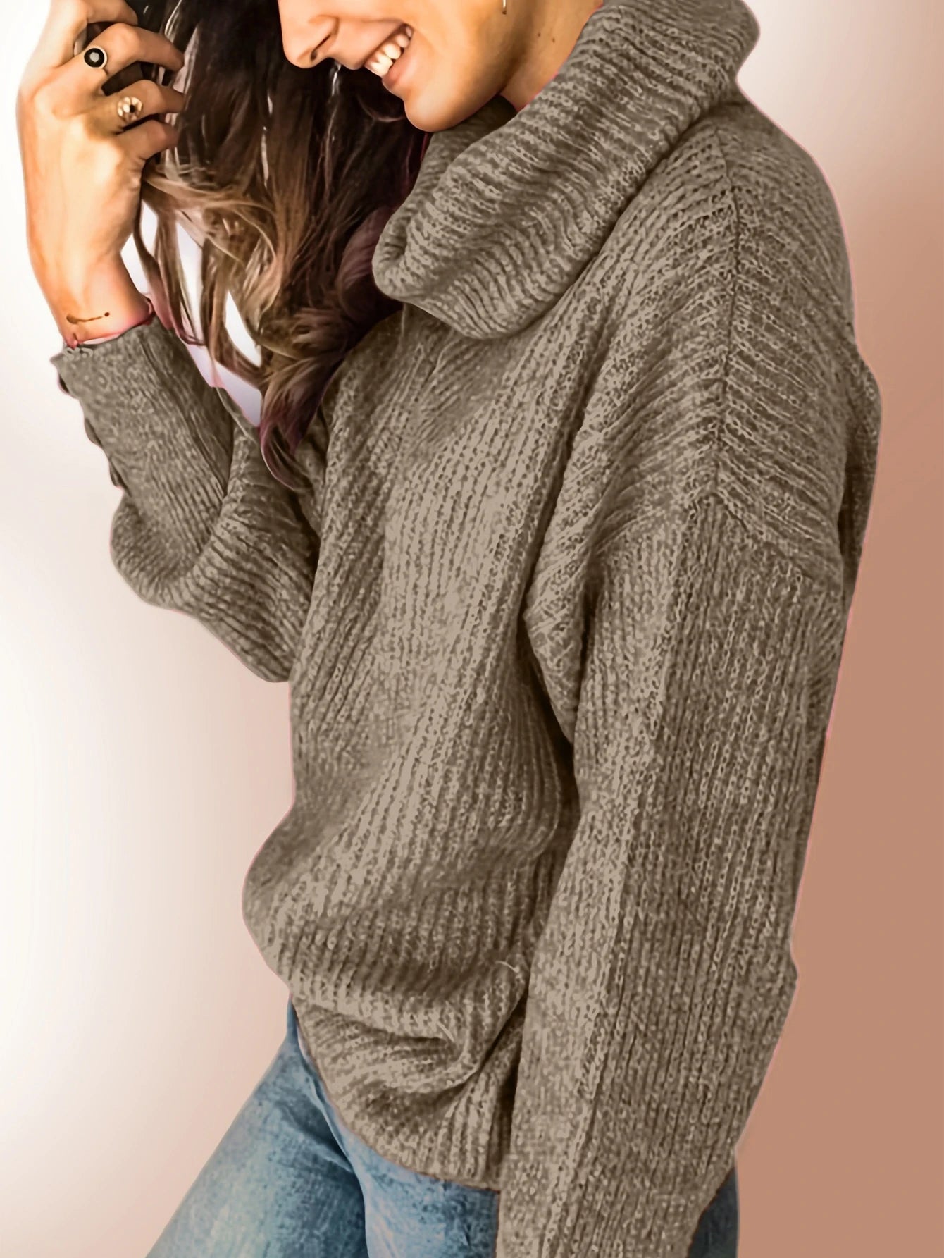 Button Detail Plain Turtleneck Top