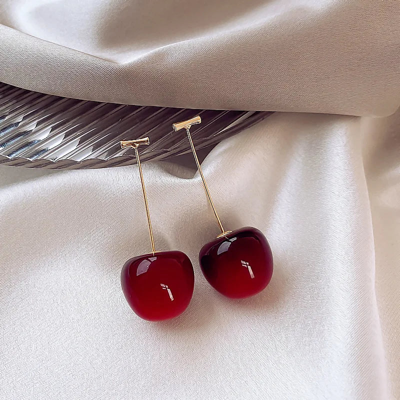 Women’s Drop Earrings - Cherry-Inspired Design - Lightweight - Minimalist Statement Jewelry