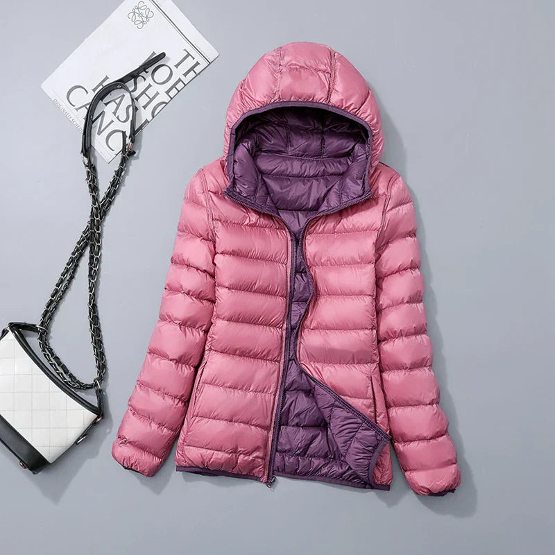Men’s Puffer Jacket - Quilted Hooded Design - Lightweight Insulated - Zip Closure