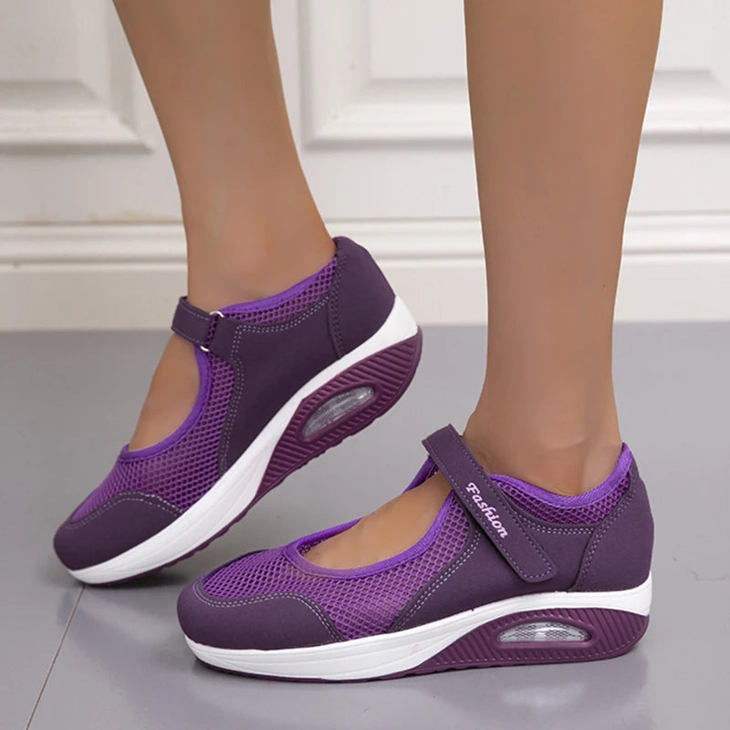 Breathable Mesh Cushioned Mary Jane Shoes