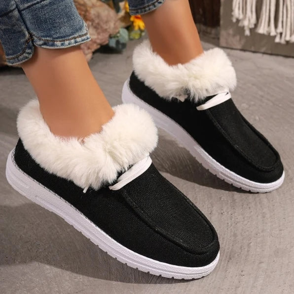 Women's winter lightweight short plush slip-on flat shoes
