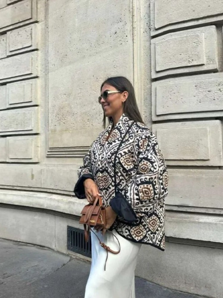 Women's casual oversized printed jacket