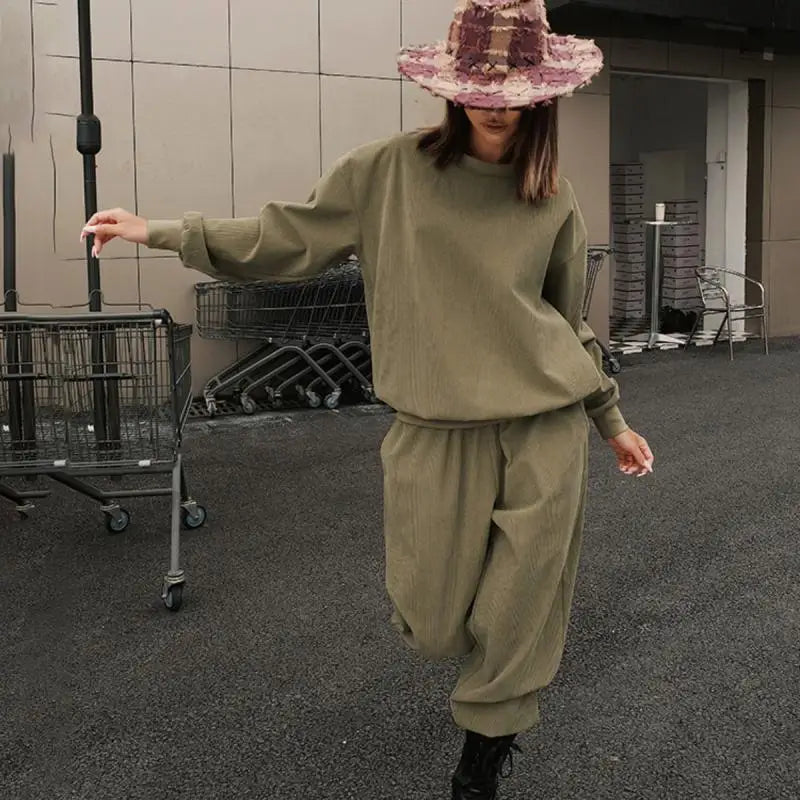 Women's casual athleisure sweater and matching pants set