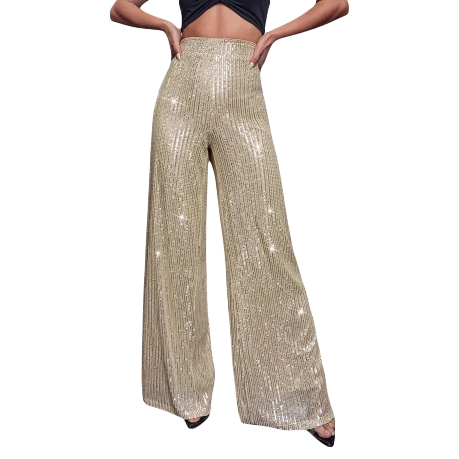 Mid-Rise Flared Waist Pants