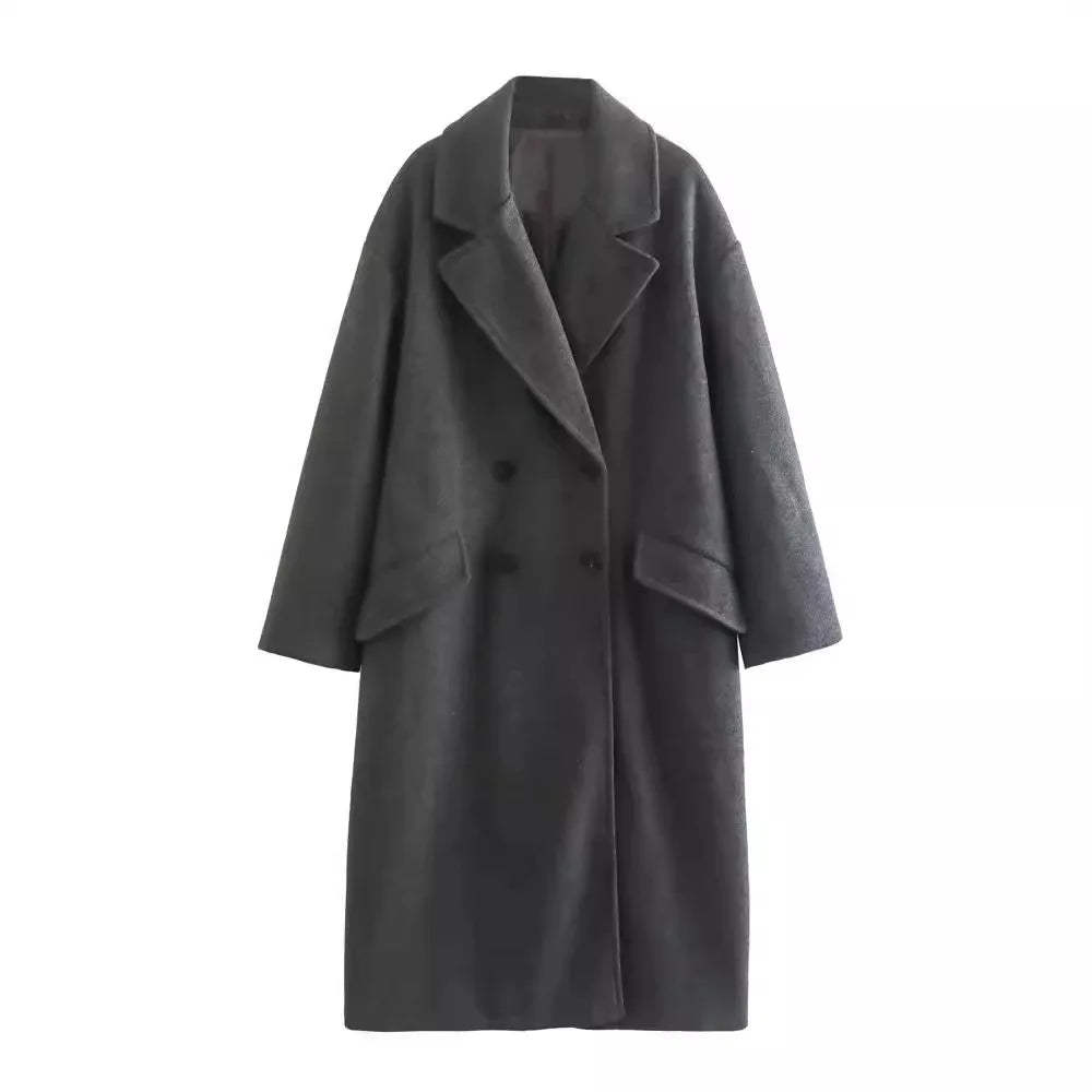 Women's lapel double-breasted trench coat