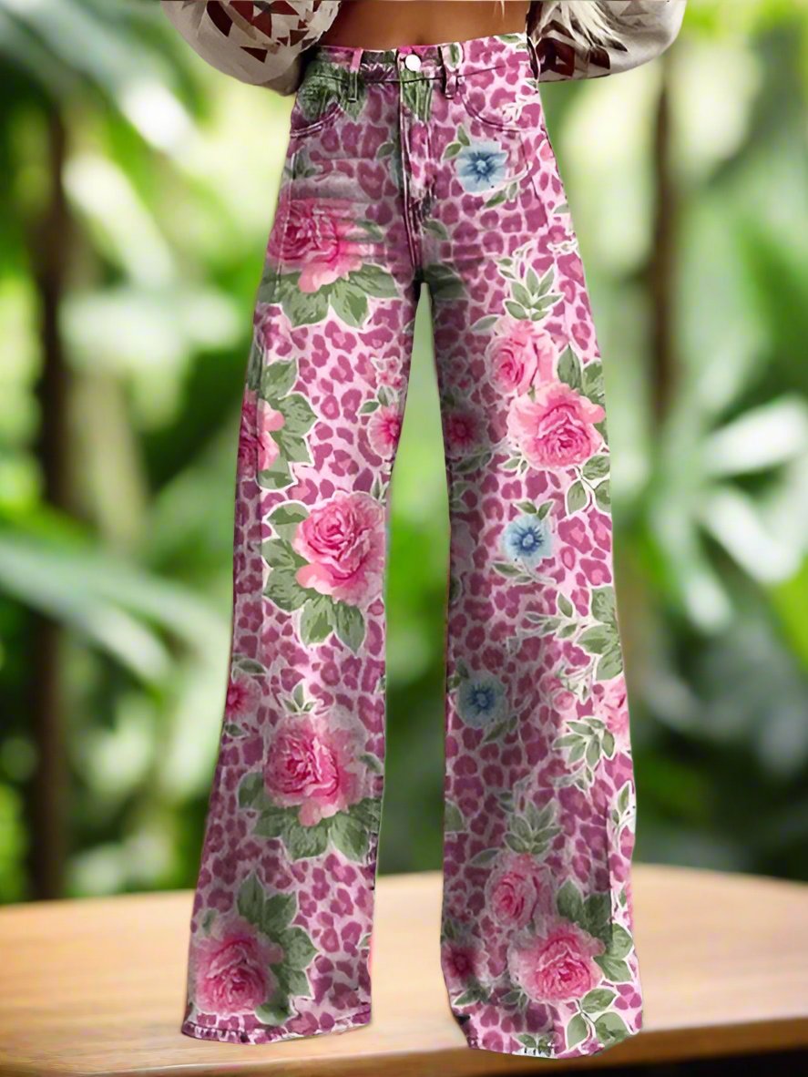 Women's wild rose wide-leg pants