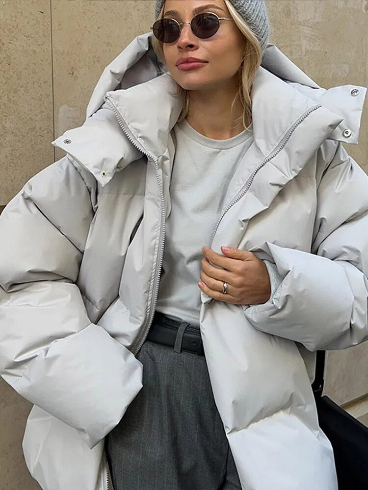 Women's oversized puff hooded jacket
