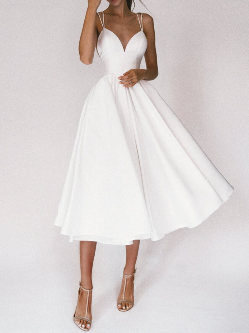 Fitted V-Neck Adjustable Midi Dress