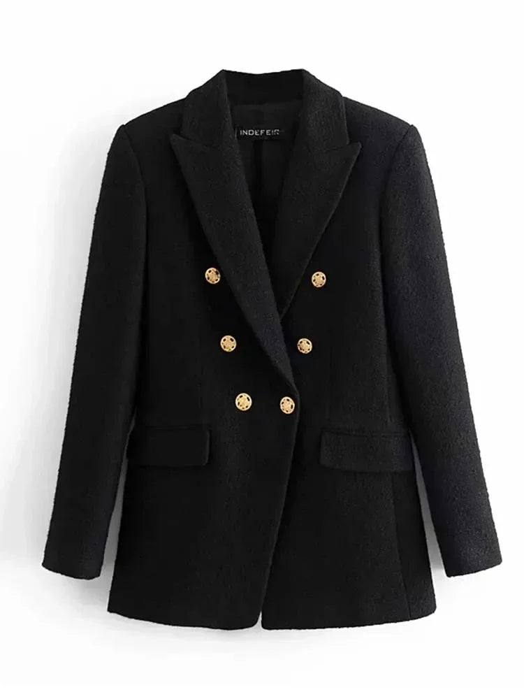 Women's spring and autumn blazer with a double-breasted midi coat
