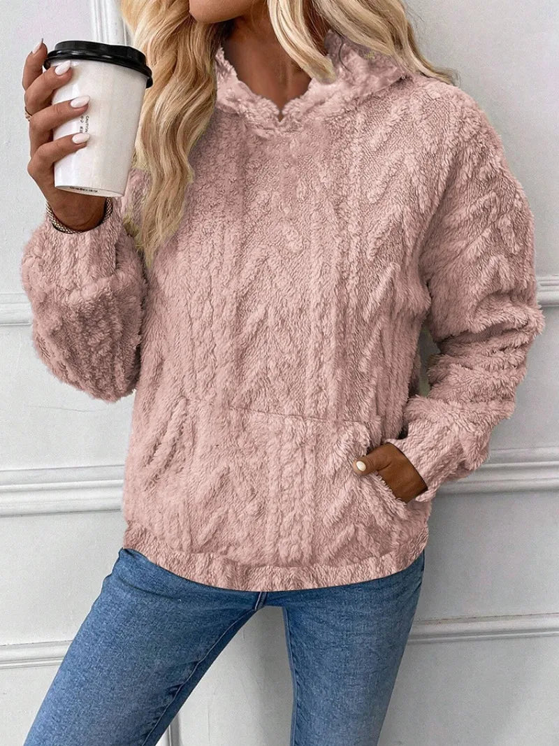 Women's jacquard hooded pullover sweater