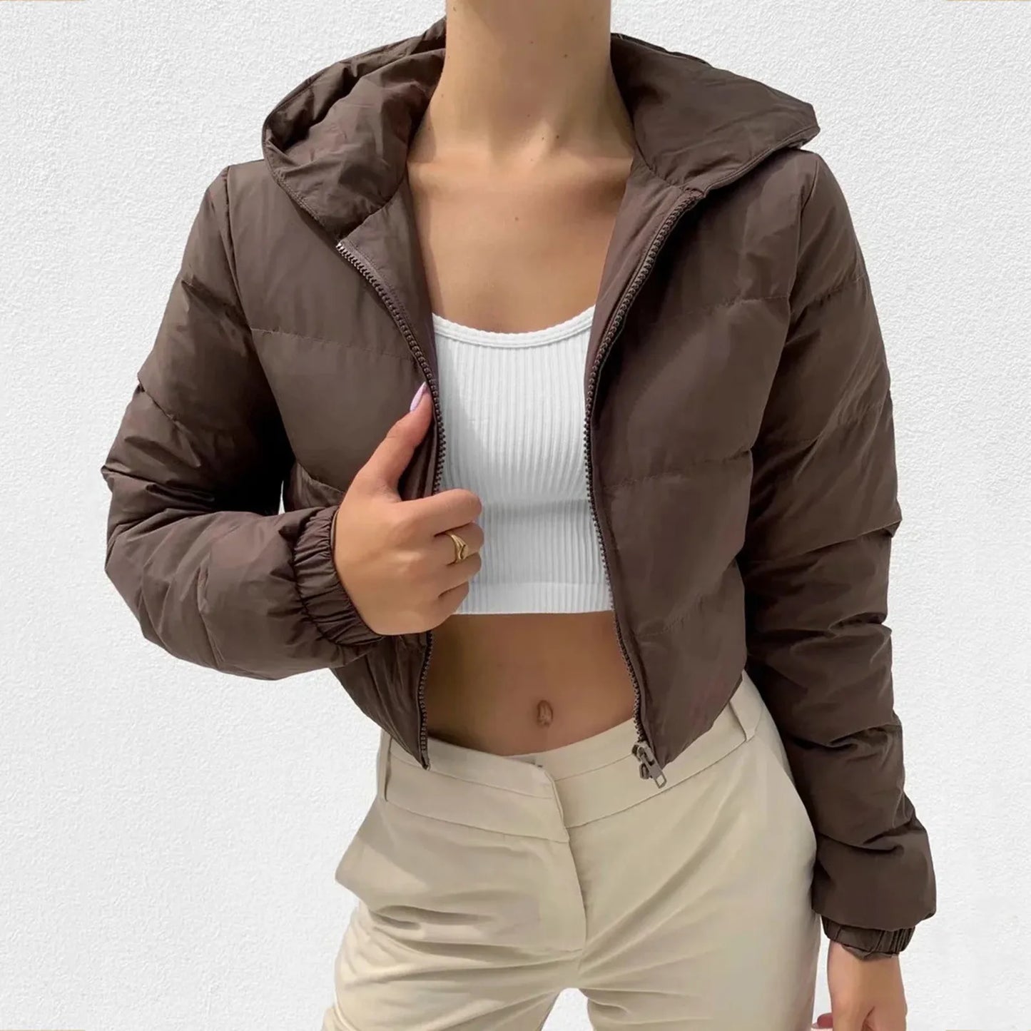 Women's autumn winter casual fleece double-faced down lapel jacket