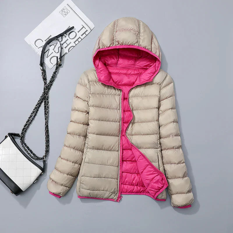 Men’s Puffer Jacket - Quilted Hooded Design - Lightweight Insulated - Zip Closure