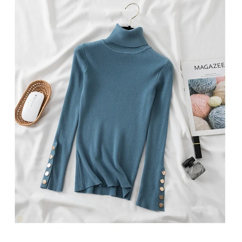 Women's knit turtleneck pullover autumn winter sweater