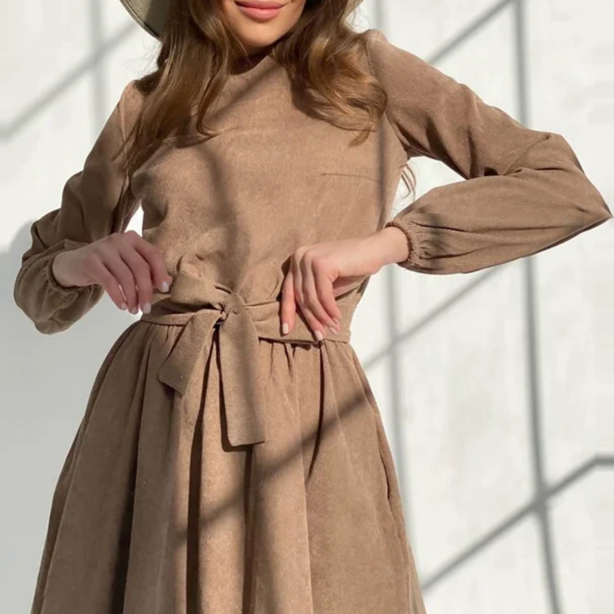 Self-Tie Waist Flared A-Line Dress