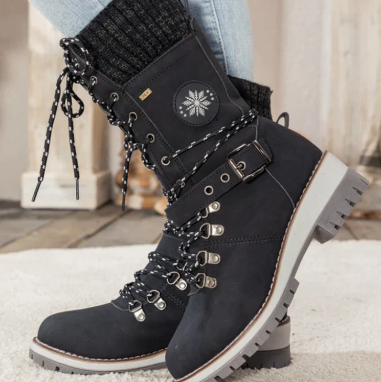Women's front lace-up mid-tube winter martin boots