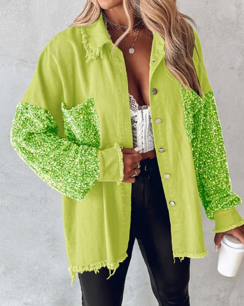 Women's contrast sequin jacket with statement sparkle