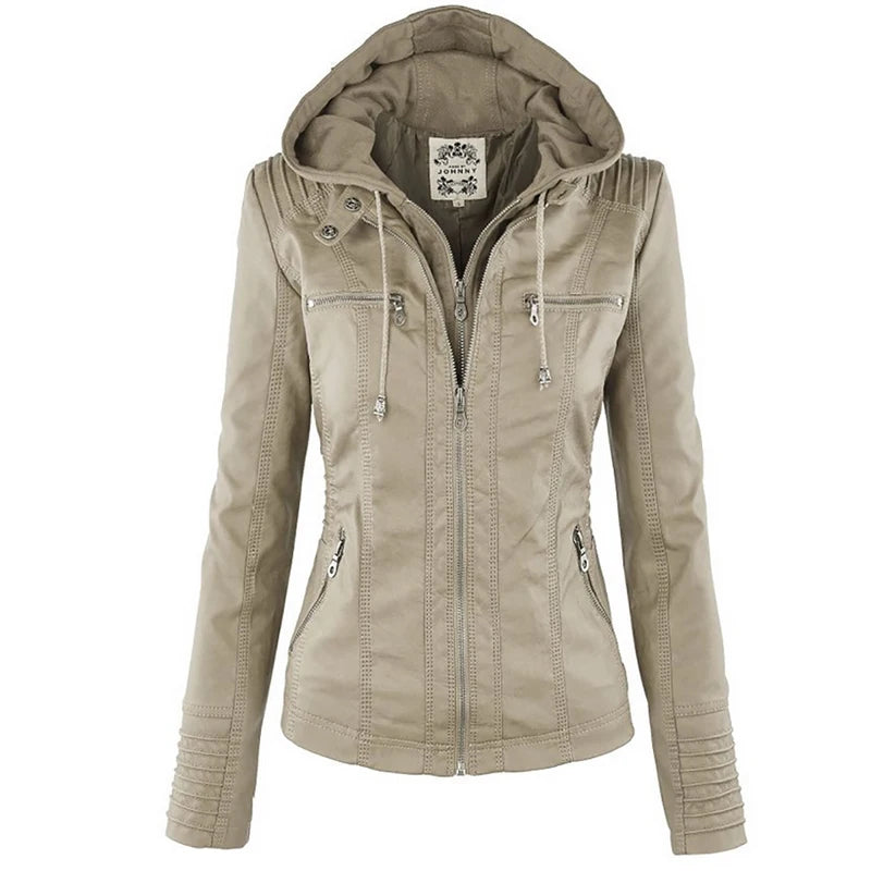 Women's winter waterproof faux leather jackets