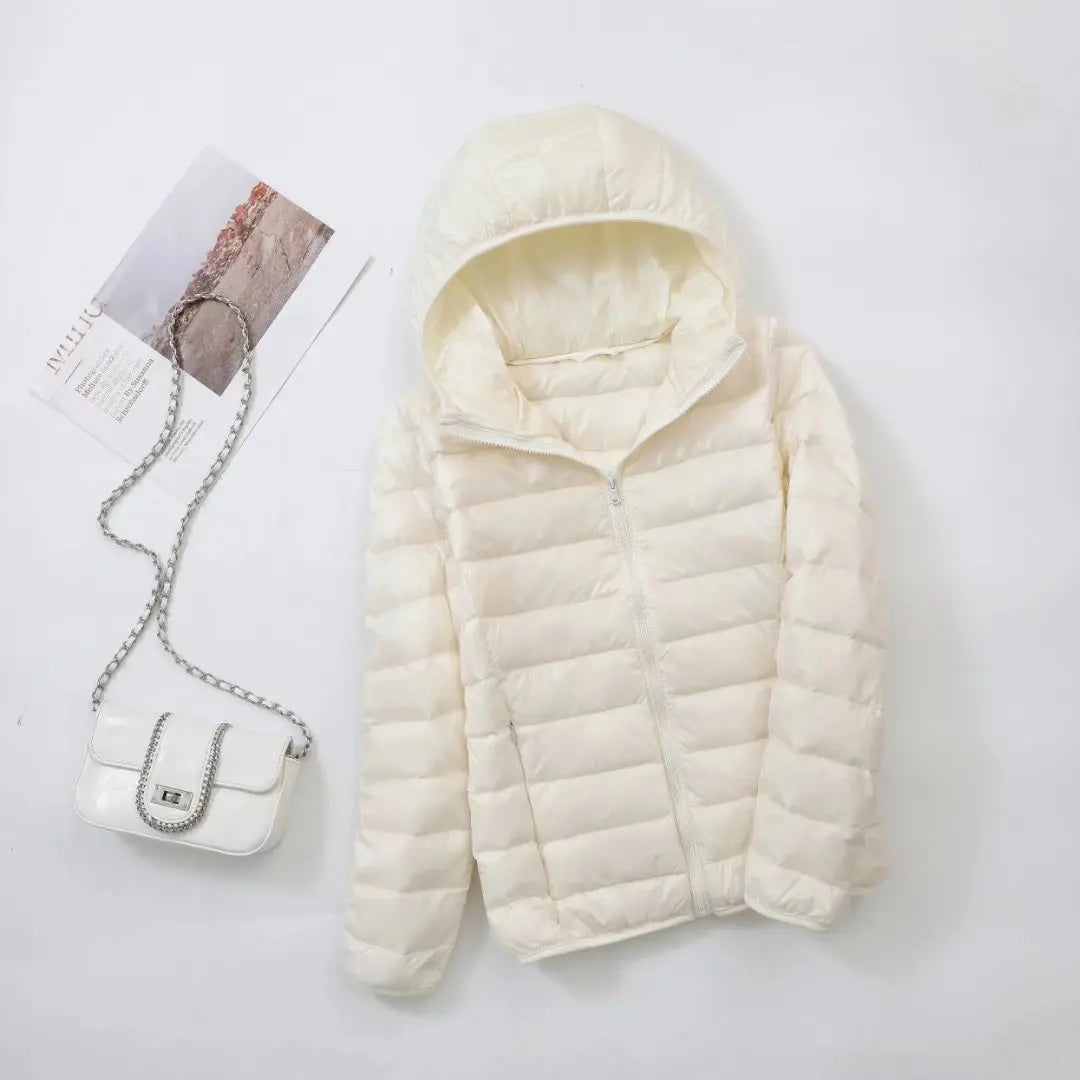 Men’s Puffer Jacket - Quilted Hooded Design - Lightweight Insulated - Zip Closure