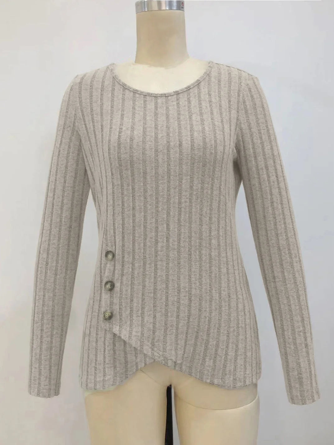 Long-Sleeve Round Neck Pullover Top