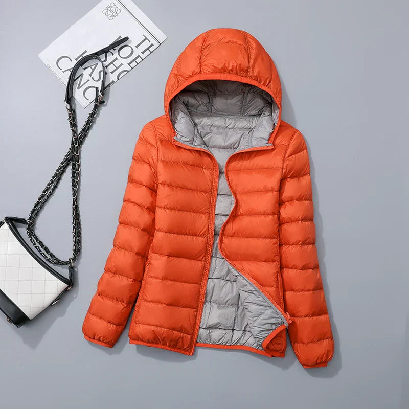 Men’s Puffer Jacket - Quilted Hooded Design - Lightweight Insulated - Zip Closure