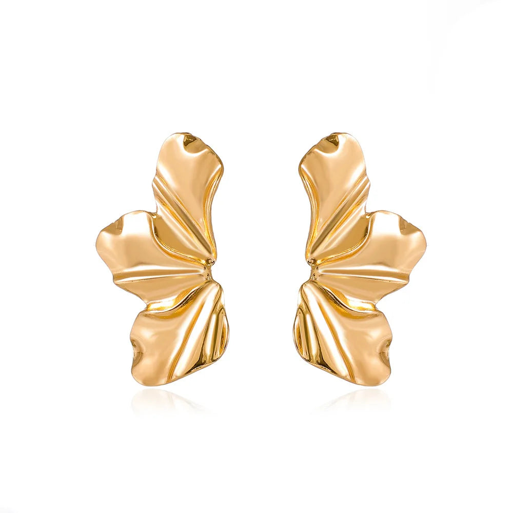 Metallic Flower Statement Earrings