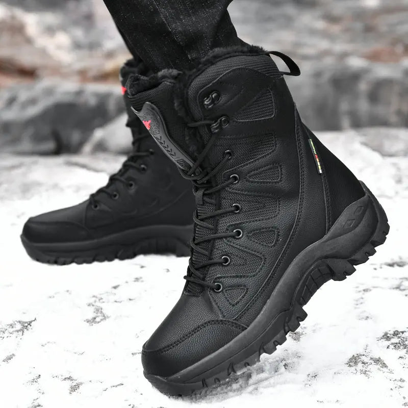 Women's waterproof snow boots with fur and non-slip platform